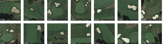 Golf course sand traps in Allegheny county, identified by Terrapattern